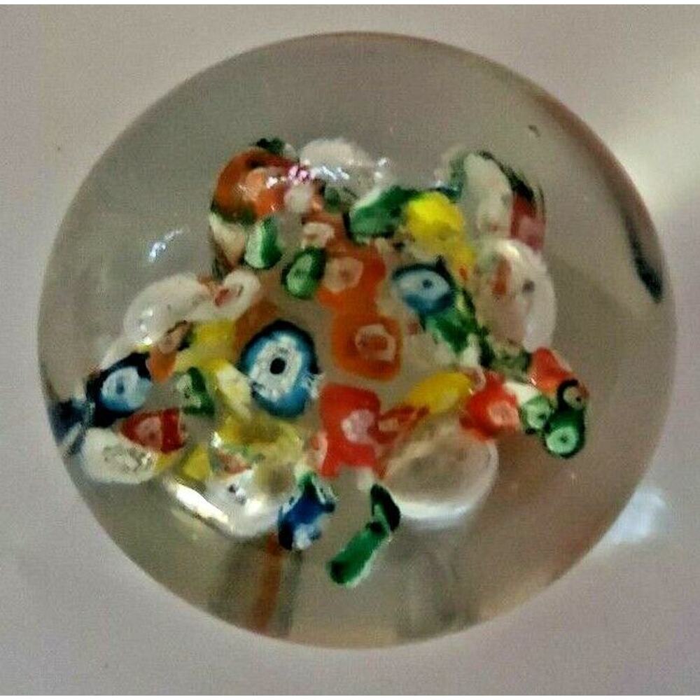 Murano Art Glass Paperweight Millefiori Colorful CandyStar Shape Vintage